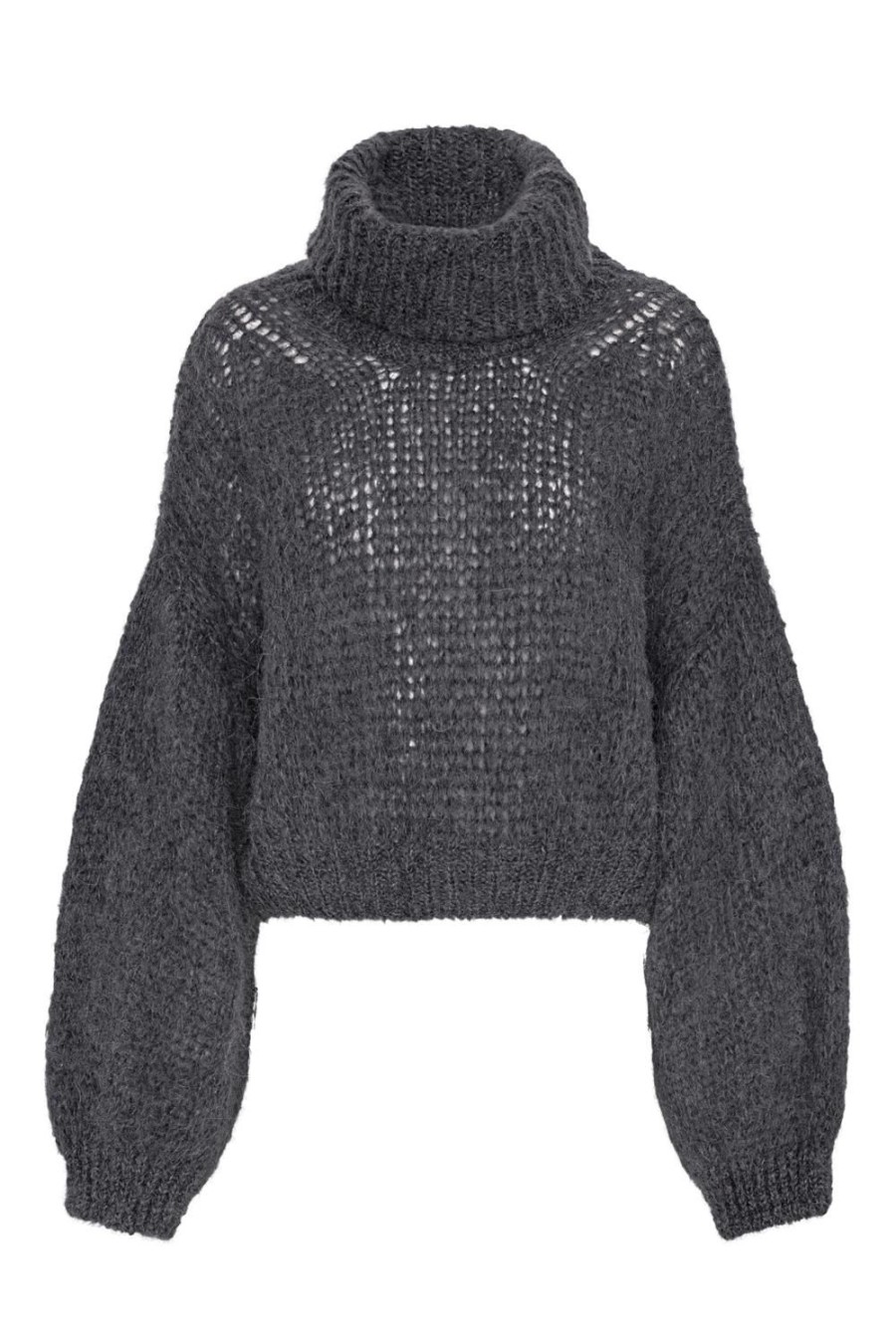 Knitwear | Americandreams Pepper Roll Neck Alpaca Pullover Cropped Graphite