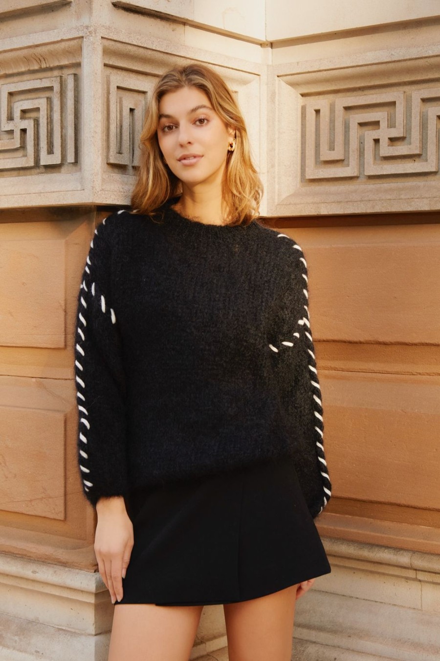 Knitwear | Americandreams Catia Mohair Stitch Pullover Black