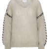 Knitwear | Americandreams Milana Ls Mohair Knit Stitching Beige