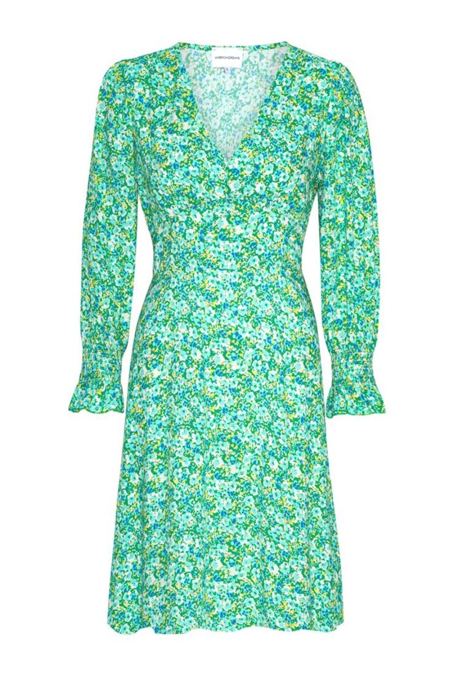 Dresses | Americandreams Koko Dress Short Closed Back Emerald Green Summer Flower