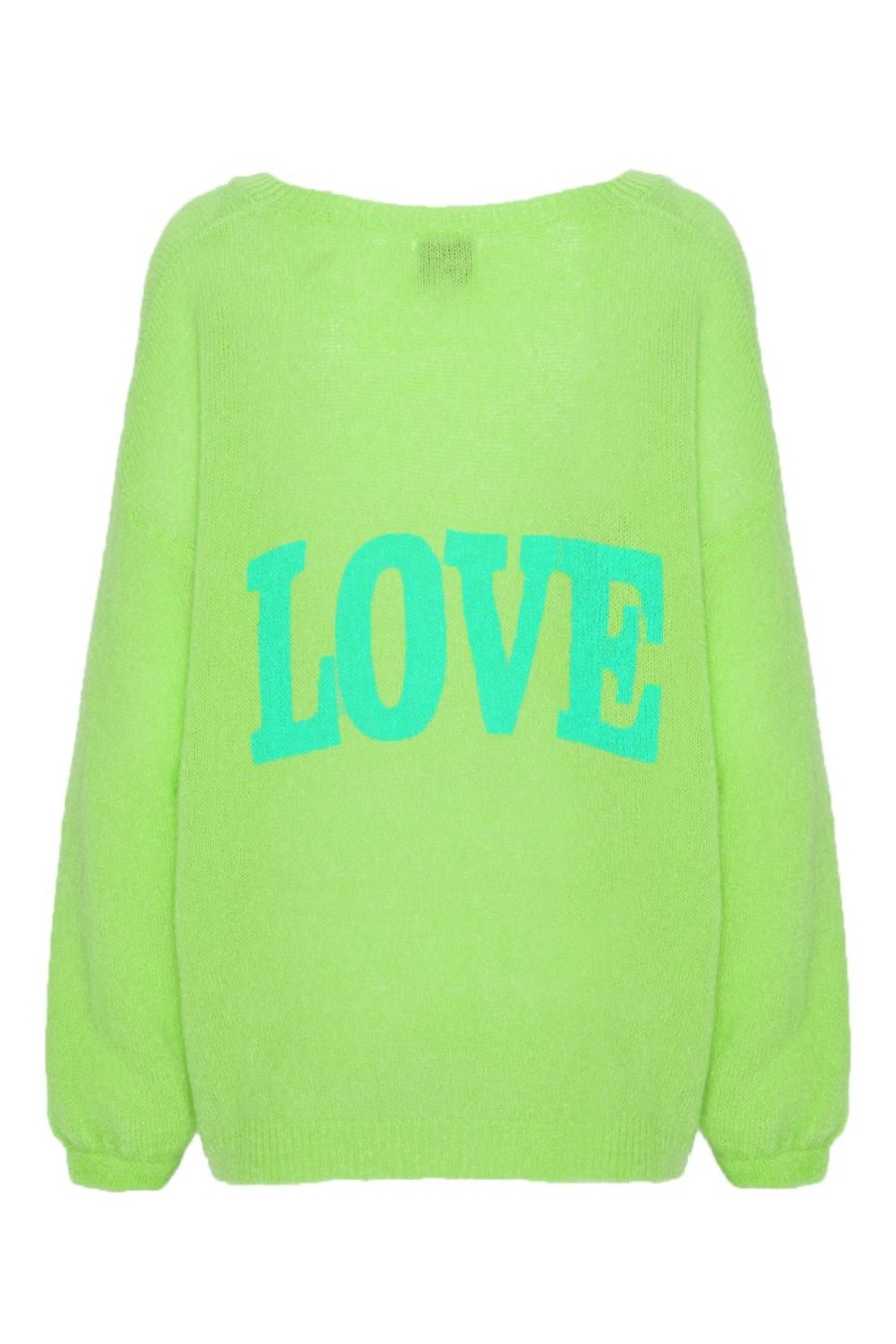 Knitwear | Americandreams Silja Back Letters Lime Green W/ Turquoise Letters (Love)