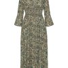 Dresses | Americandreams Sally Cotton Long Dress Green Multi Small Flower