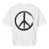 T-Shirts | Americandreams T-Shirt Cropped White Peace Cotton Tee W/ Black Letters