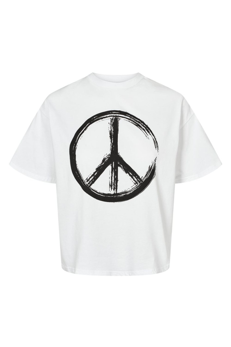 T-Shirts | Americandreams T-Shirt Cropped White Peace Cotton Tee W/ Black Letters