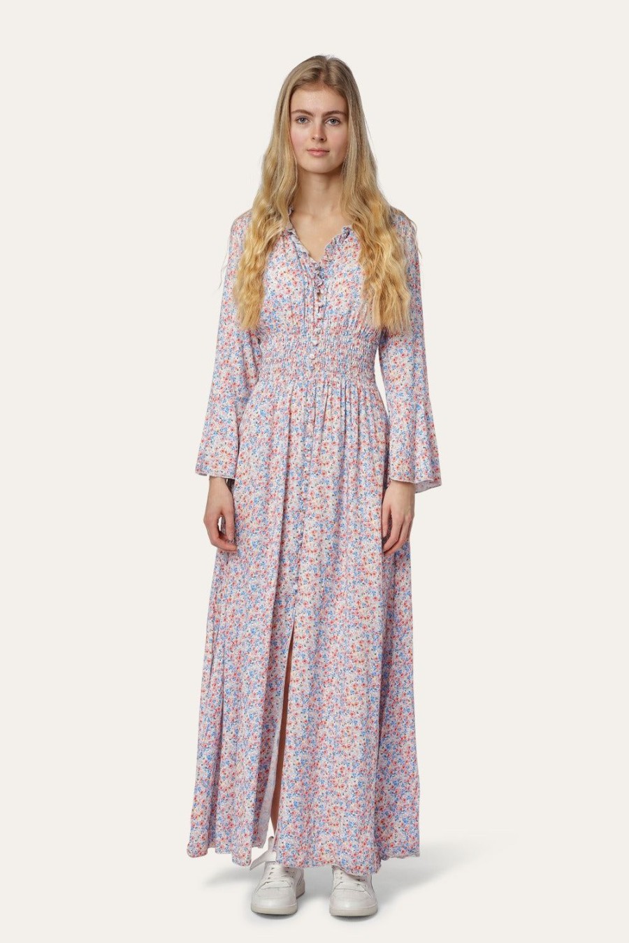 Dresses | Americandreams Sally Long Dress Blue Multiflower