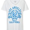 T-Shirts | Americandreams T-Shirt White La California Cotton Tee W/Sky Blue Letters