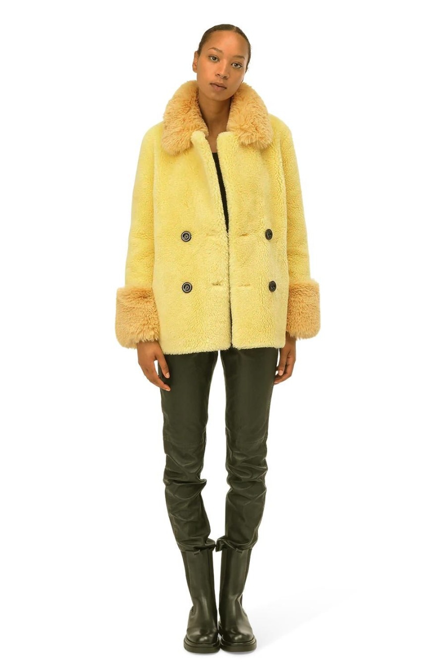 Outerwear | Americandreams Fiona Short Wool Coat Yellow