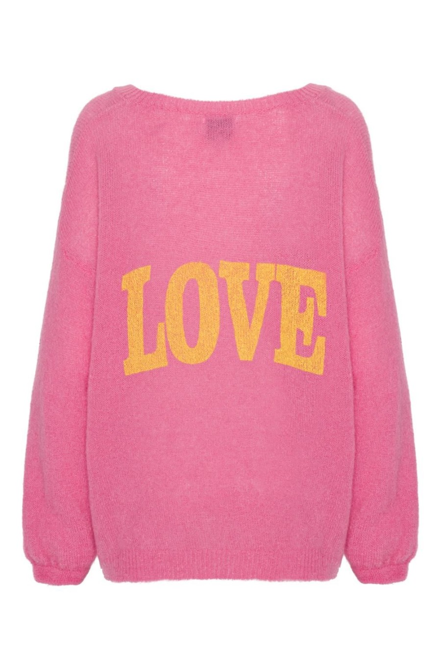 Knitwear | Americandreams Silja Back Letters Pink W/ Yellow Letters (Love)