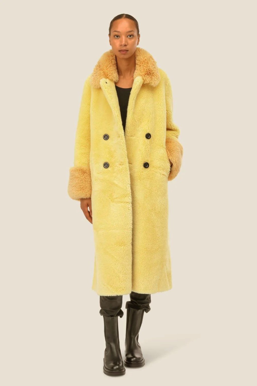 Outerwear | Americandreams Fiona Long Wool Coat Yellow