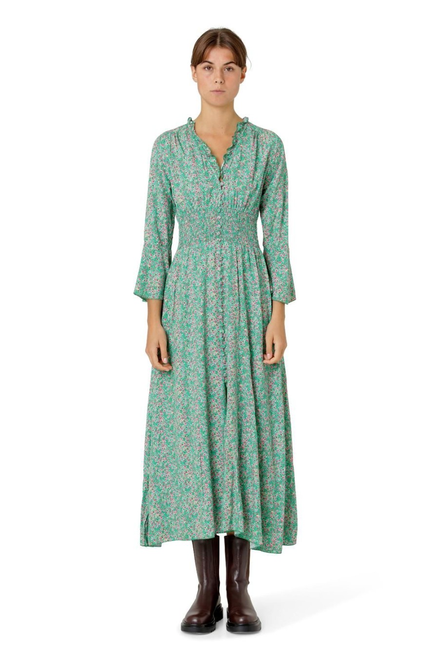 Dresses | Americandreams Sally Long Dress Green Flower