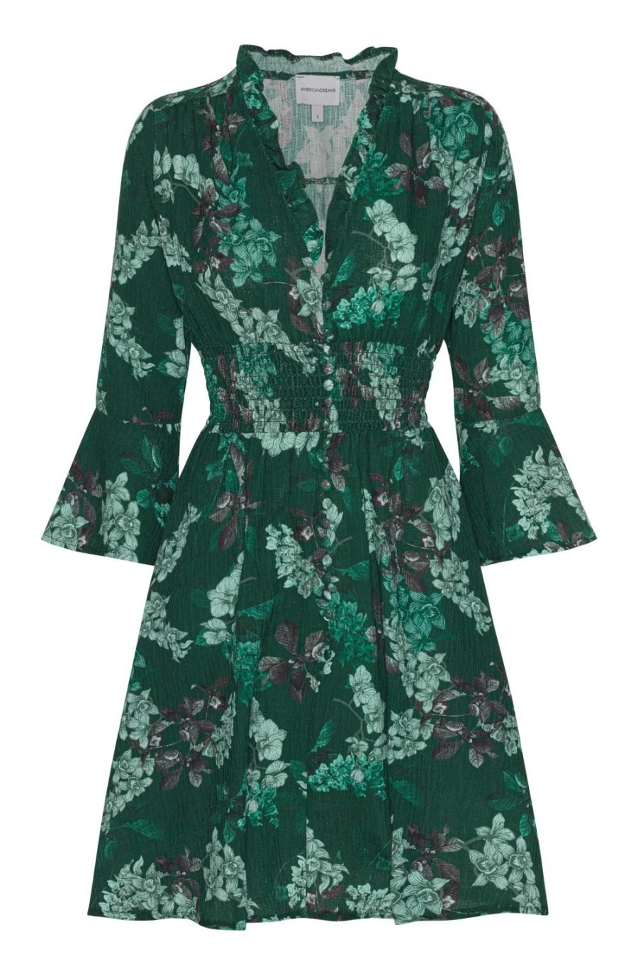 Dresses | Americandreams Sally Cotton Short Dress Green Flower