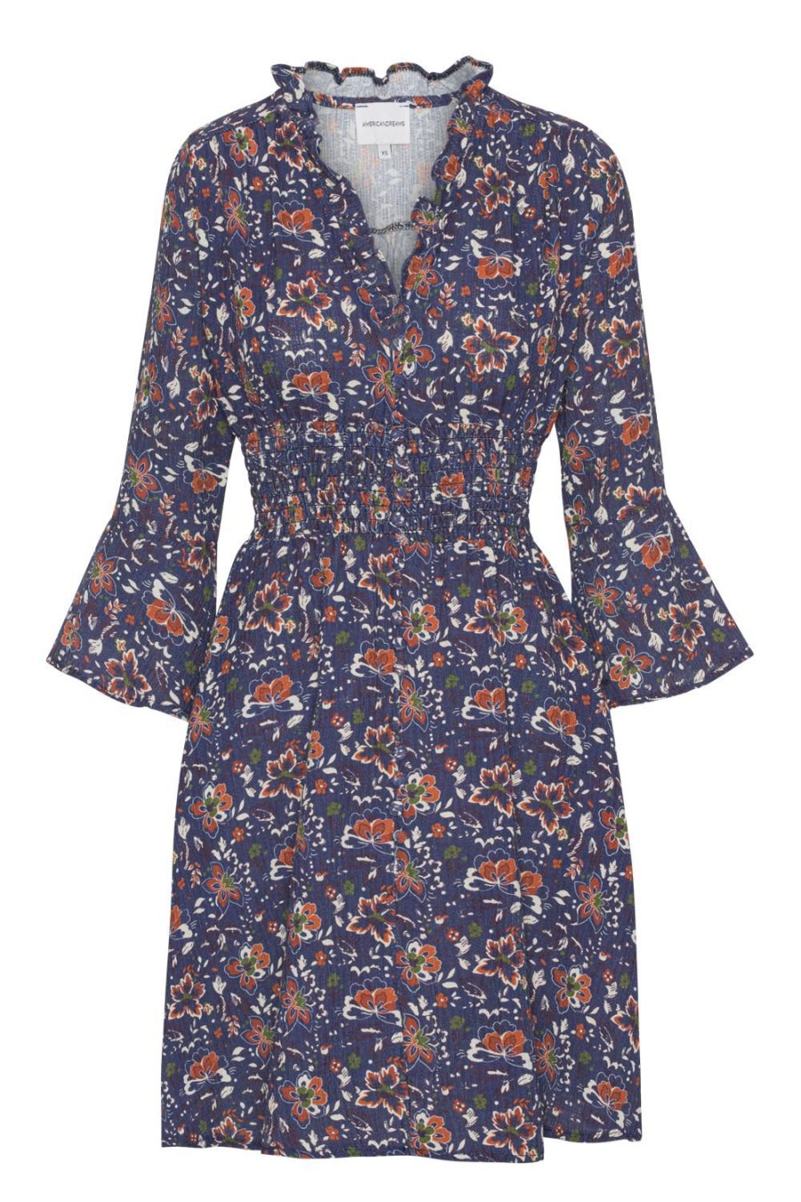 Dresses | Americandreams Sally Cotton Short Dress Blue Multi Small Flower