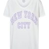 T-Shirts | Americandreams T-Shirt White Nyc Cotton Tee W/Lilac Letters