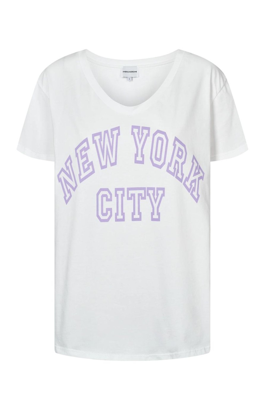 T-Shirts | Americandreams T-Shirt White Nyc Cotton Tee W/Lilac Letters