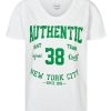 T-Shirts | Americandreams T-Shirt White 38 East Authentic Cotton Tee W/Green Letters