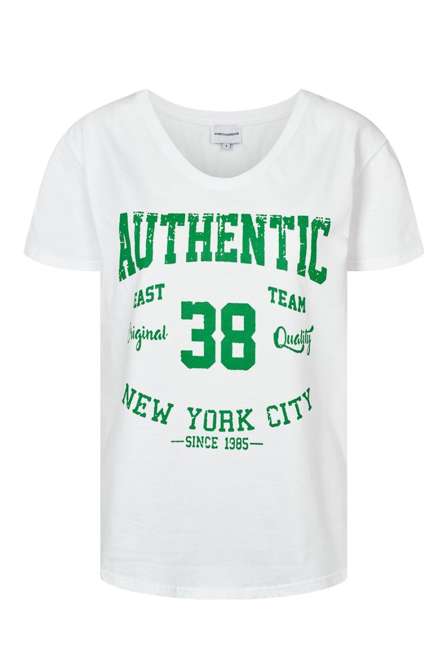 T-Shirts | Americandreams T-Shirt White 38 East Authentic Cotton Tee W/Green Letters