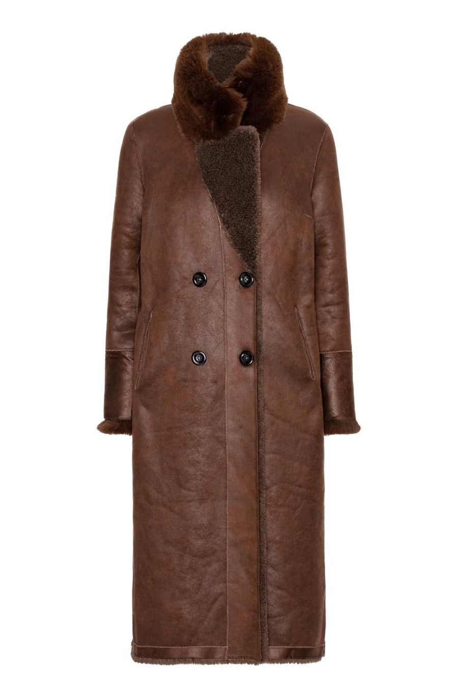 Outerwear | Americandreams Leona Wool Coat Long Chocolate Brown