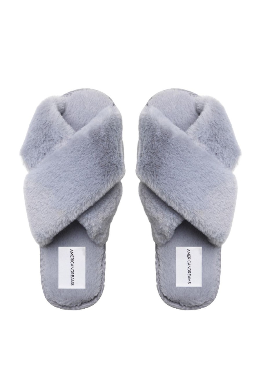 Slippers | Americandreams Lou Faux Fur Slippers Light Grey