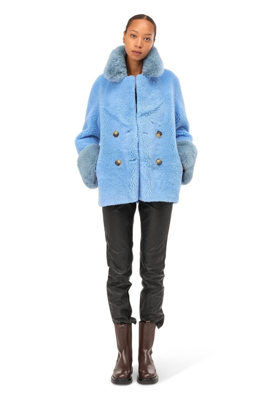 Outerwear | Americandreams Fiona Short Wool Coat Sky Blue