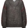 Knitwear | Americandreams Milana Ls Mohair Knit Stitching Dark Taupe