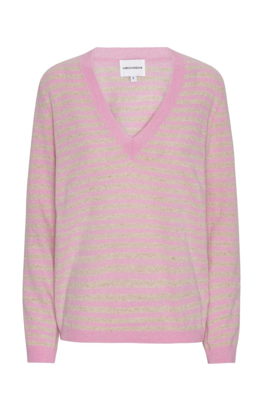 Knitwear | Americandreams Christy V Neck Cashmere Pullover Light Pink / Beige