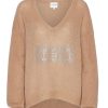 Knitwear | Americandreams Silja V Neck Crystal Pullover Medium Brown