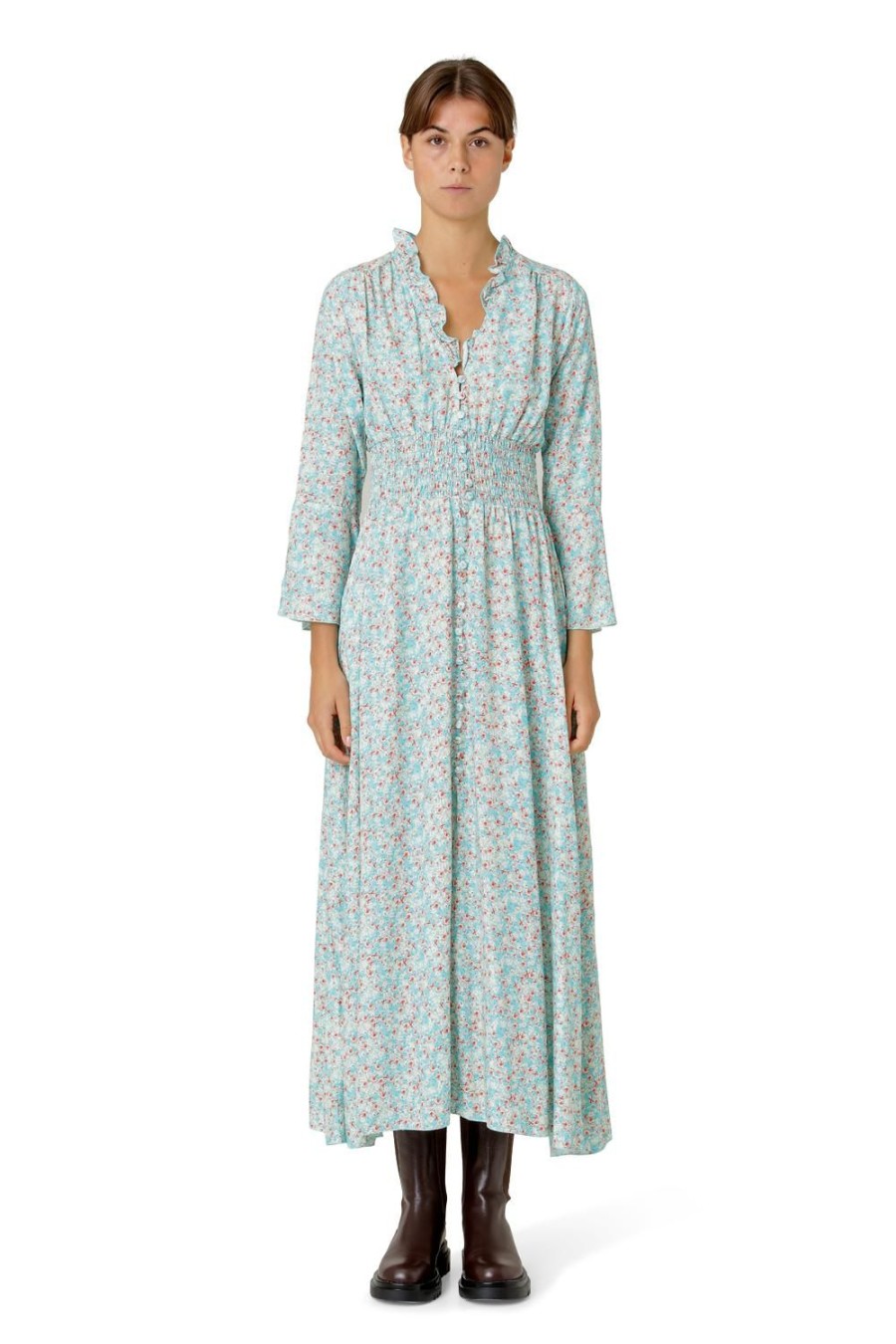 Dresses | Americandreams Sally Long Dress Turquoise Multiflower