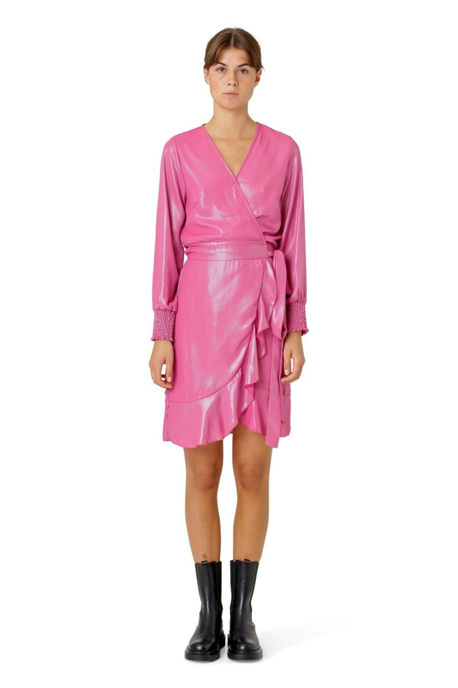 Dresses | Americandreams Milly Ls Shimmer Wrap Dress Pink