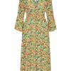 Dresses | Americandreams Sally Long Dress Green Big Multi Flower