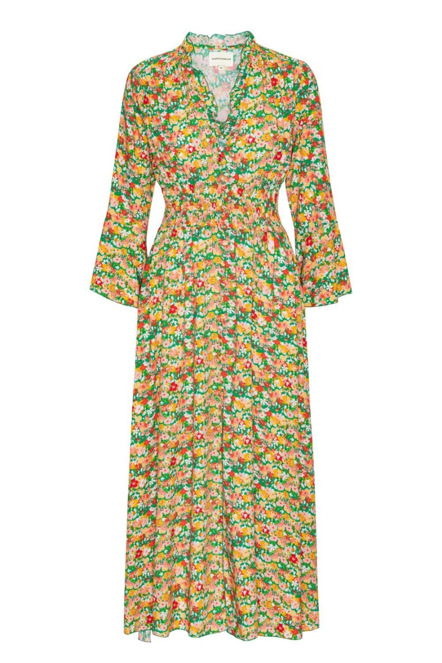 Dresses | Americandreams Sally Long Dress Green Big Multi Flower