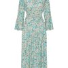 Dresses | Americandreams Sally Long Dress Turquoise White Flowers