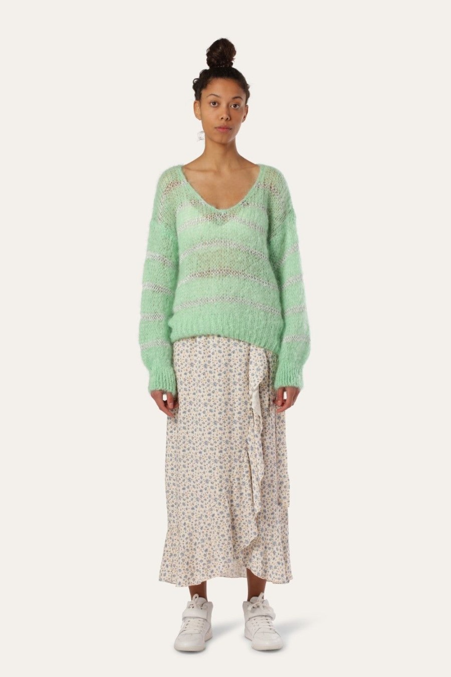 Knitwear | Americandreams Katie Ls Knit Green W/Silver