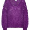 Knitwear | Americandreams Milana Ls Mohair Knit Stitching Deep Purple