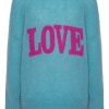 Knitwear | Americandreams Silja Back Letters Turquoise W/ Purple Letters (Love)