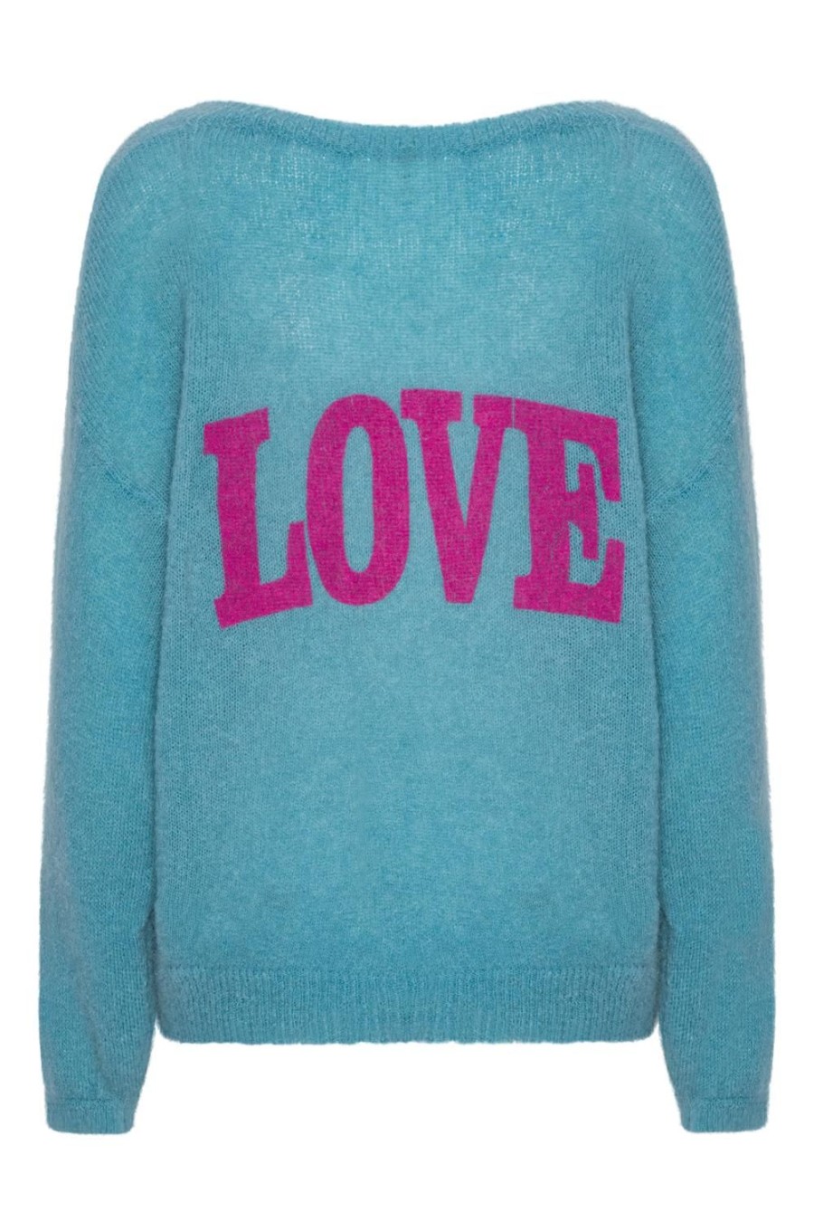 Knitwear | Americandreams Silja Back Letters Turquoise W/ Purple Letters (Love)