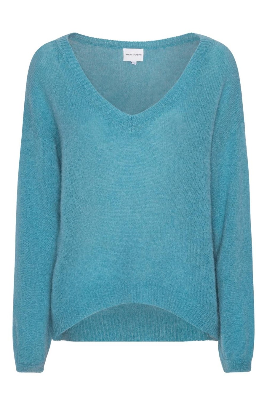 Knitwear | Americandreams Silja Back Letters Turquoise W/ Purple Letters (Love)