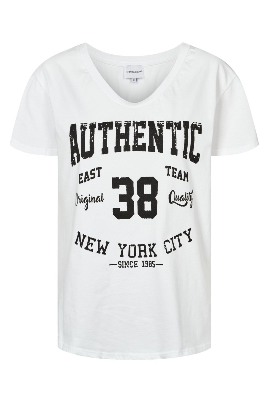 T-Shirts | Americandreams T-Shirt White 38 East Authentic Cotton Tee W/Black Letters