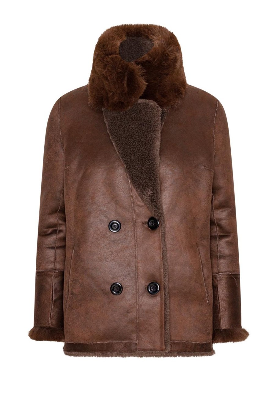 Outerwear | Americandreams Leona Wool Coat Short Chocolate Brown