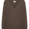 Knitwear | Americandreams Silja V Neck Knit Dark Brown