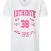 T-Shirts | Americandreams T-Shirt White 38 East Authentic Cotton Tee W/Pink Letters