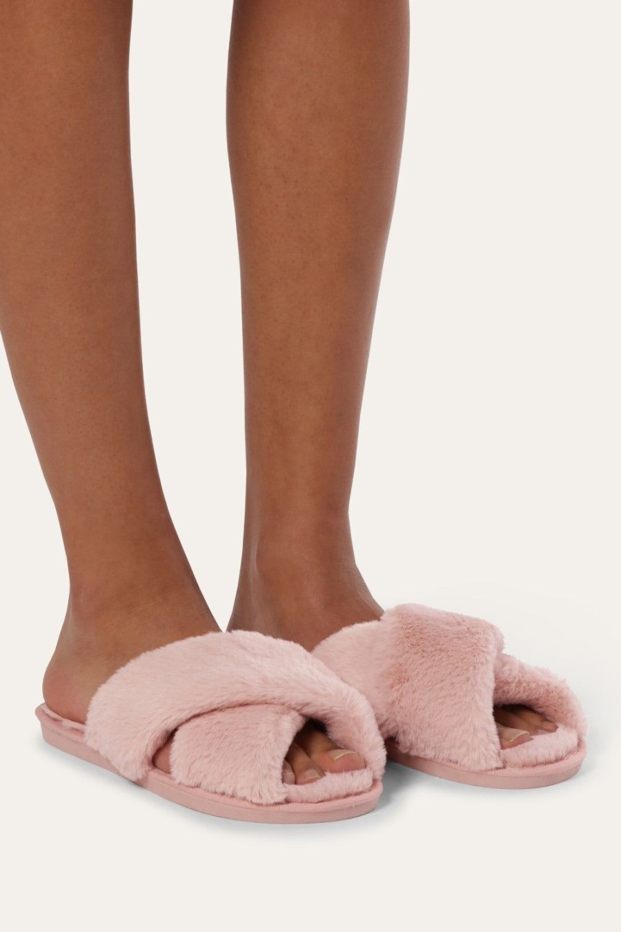 Slippers | Americandreams Lou Faux Fur Slippers Light Pink