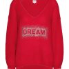 Knitwear | Americandreams Silja V Neck Crystal Pullover Lipstick Red