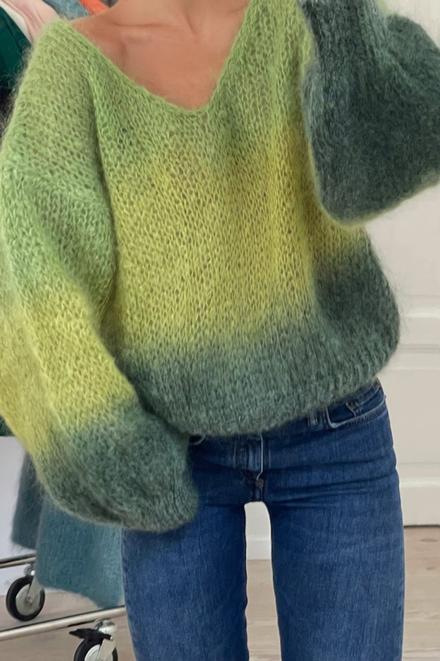 Knitwear | Americandreams Milana Ls Mohair Knit Ombre Green