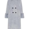 Outerwear | Americandreams Fiona Long Wool Coat Light Blue Shimmer