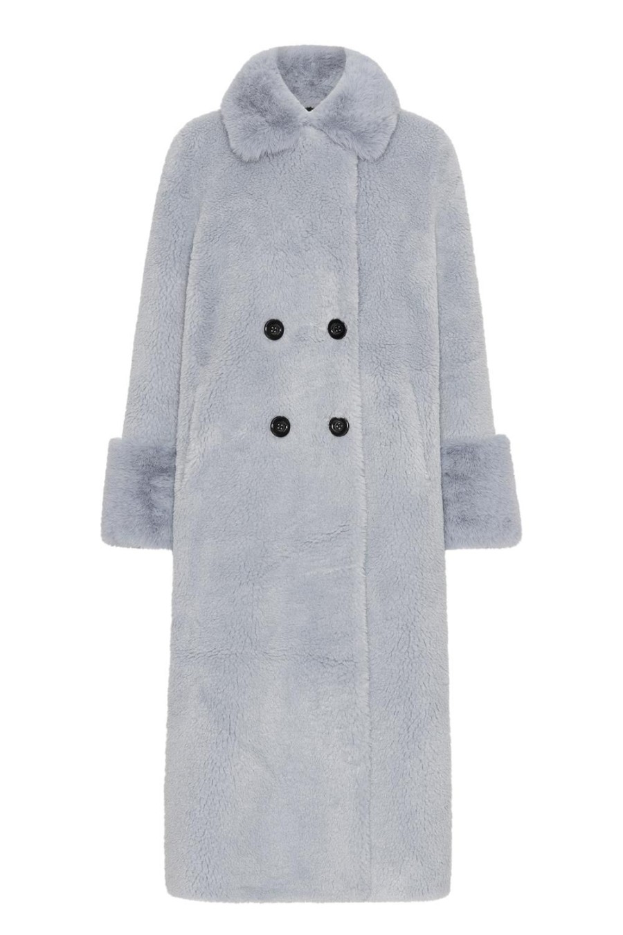 Outerwear | Americandreams Fiona Long Wool Coat Light Blue Shimmer