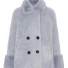 Outerwear | Americandreams Fiona Short Wool Coat Light Blue Shimmer