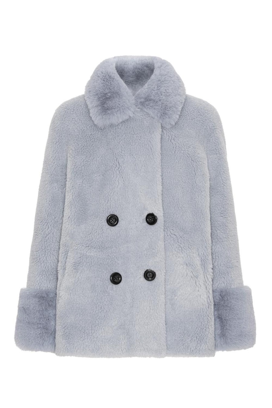 Outerwear | Americandreams Fiona Short Wool Coat Light Blue Shimmer