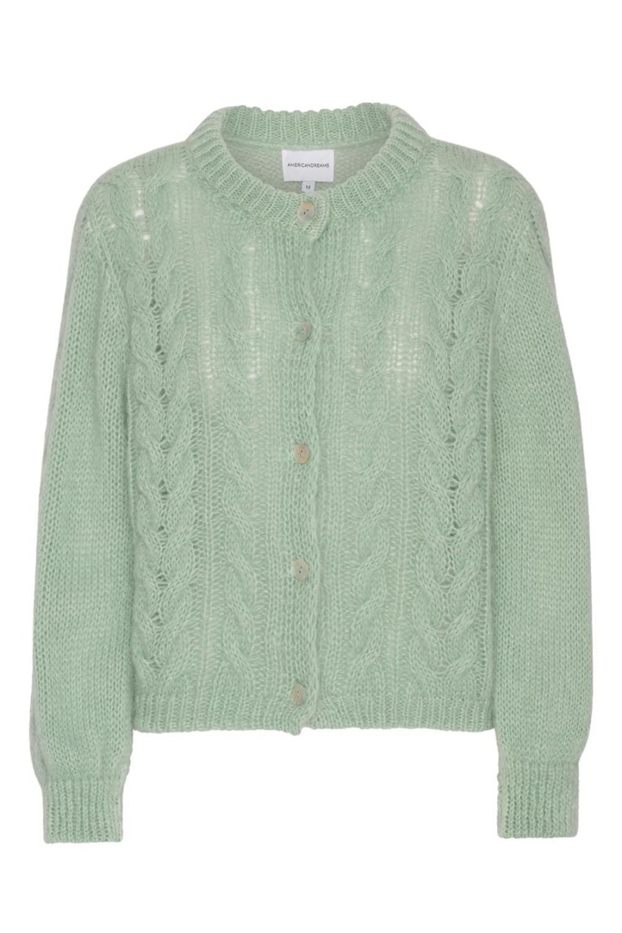 Knitwear | Americandreams Frankie Cable Knit Cardigan Mint Green