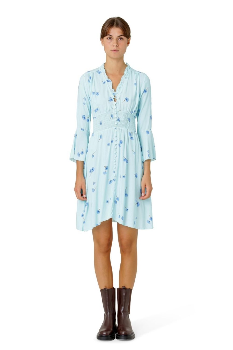 Dresses | Americandreams Sally Short Dress Light Blue Flower