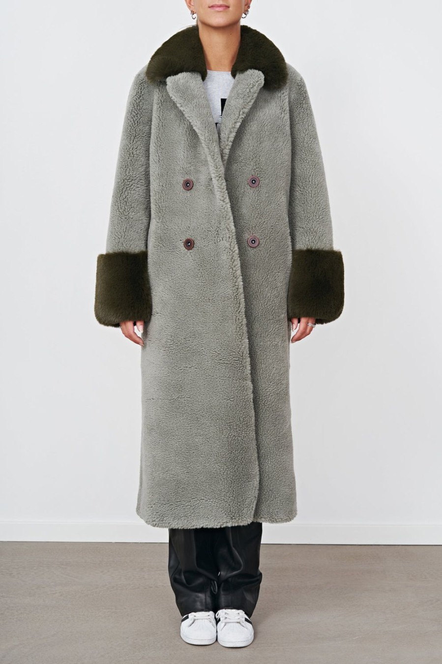 Outerwear | Americandreams Fiona Long Wool Coat Green